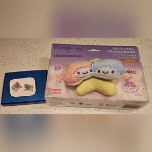 The Creme Shop x Little Twin Stars Plush Spa Headband and Stud Earrings Bundle